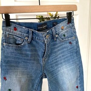 Lucky Brand Mid-rise embroidered skinny jean (size 00/24)